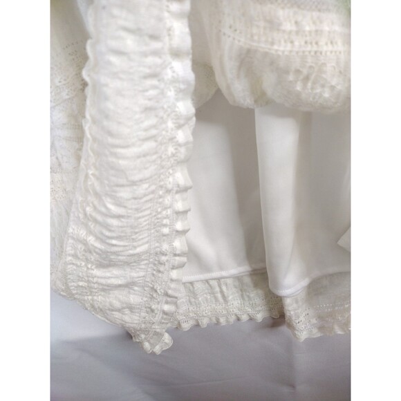 Dressbarn women 14 white lace tiers 3/4 flared ruffle sleeve shift dress stretch - Picture 15 of 16